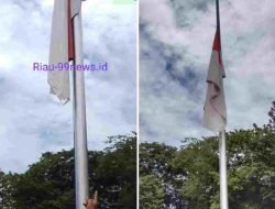 WOW KEREN !!! Kantor DPRD Indragiri hulu Pasang Bendera Merah Putih Robek .